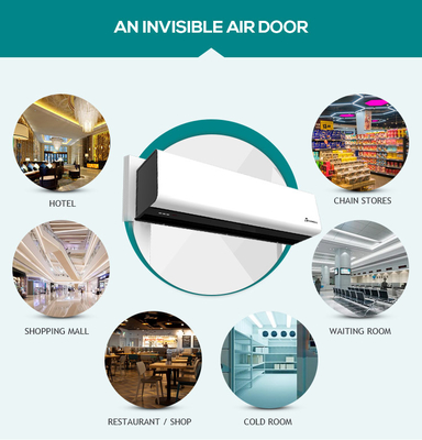 220V Compact Air Curtain Fan for Door with Remote Control 2 Speeds