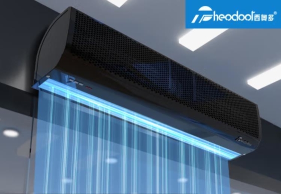 Compact Black Air Curtain 0.9m to 2m with Remote Control 220-240V